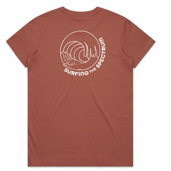Surfing The Spectrum Female Tee Sage/Coral